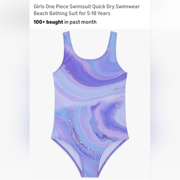Other - Girls Purple Marble One-Piece Swimsuit - Kids Swim